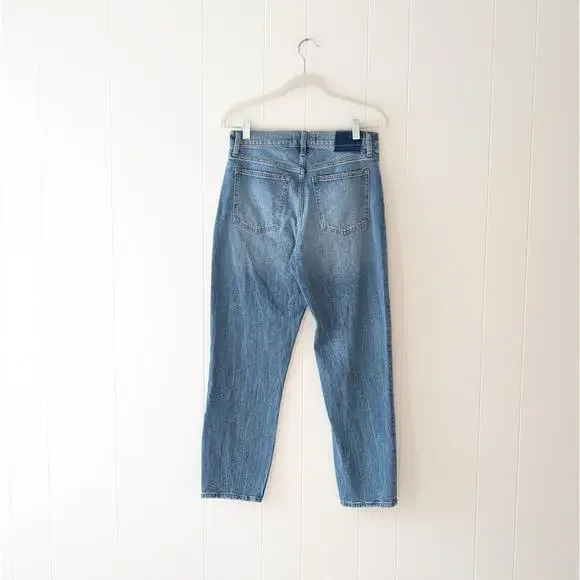 Abercrombie & Fitch The Mom Blue High Rise Cropped Ankle Jeans, size 27/US 4 - Picture 2 of 6